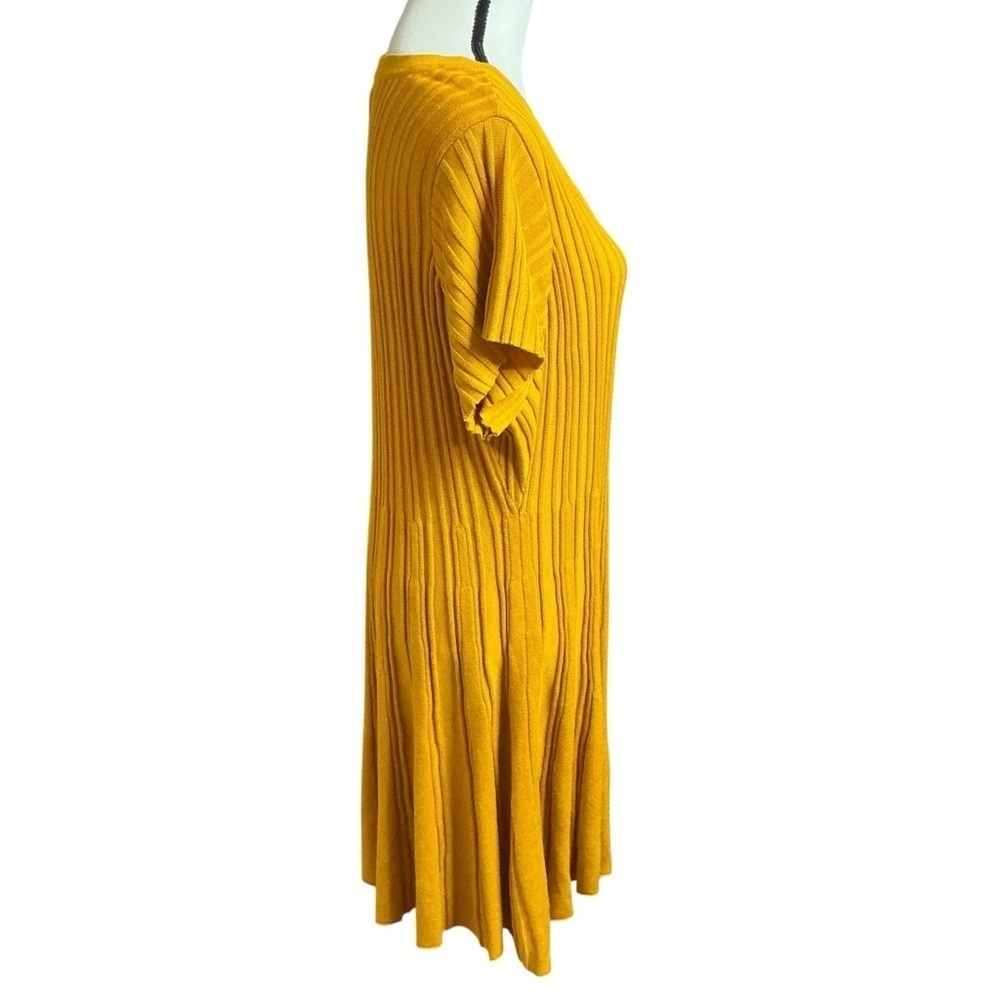 Torrid Ribbed Knit Dress Mustard Gold Mini Sweater Skater Scoop Neck Dress 3X - Picture 8 of 16